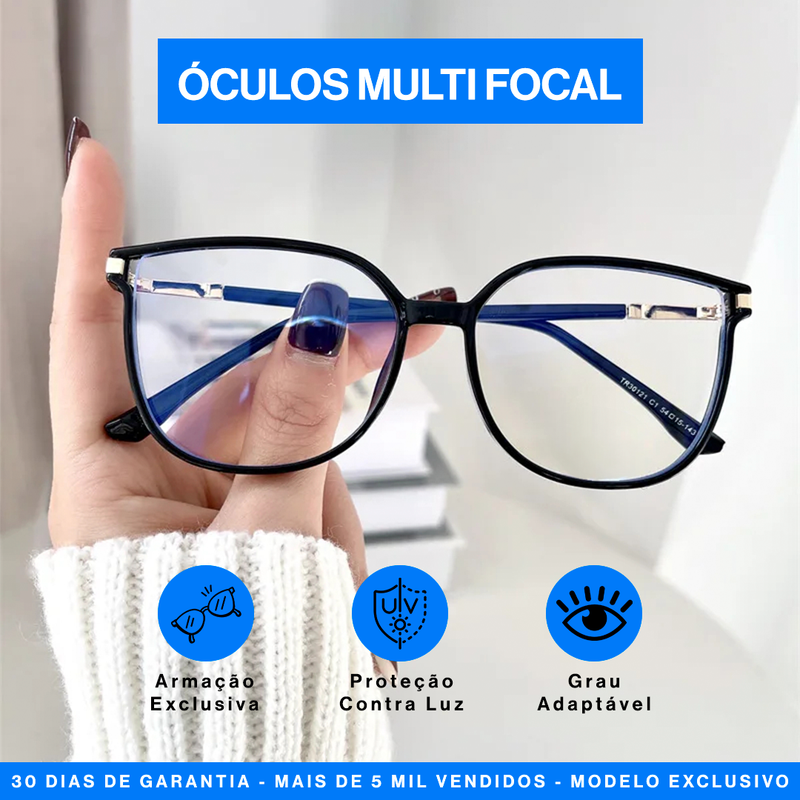 Óculos Ultra Focal Feminino Com Grau Adaptável - Anti Luz Azul