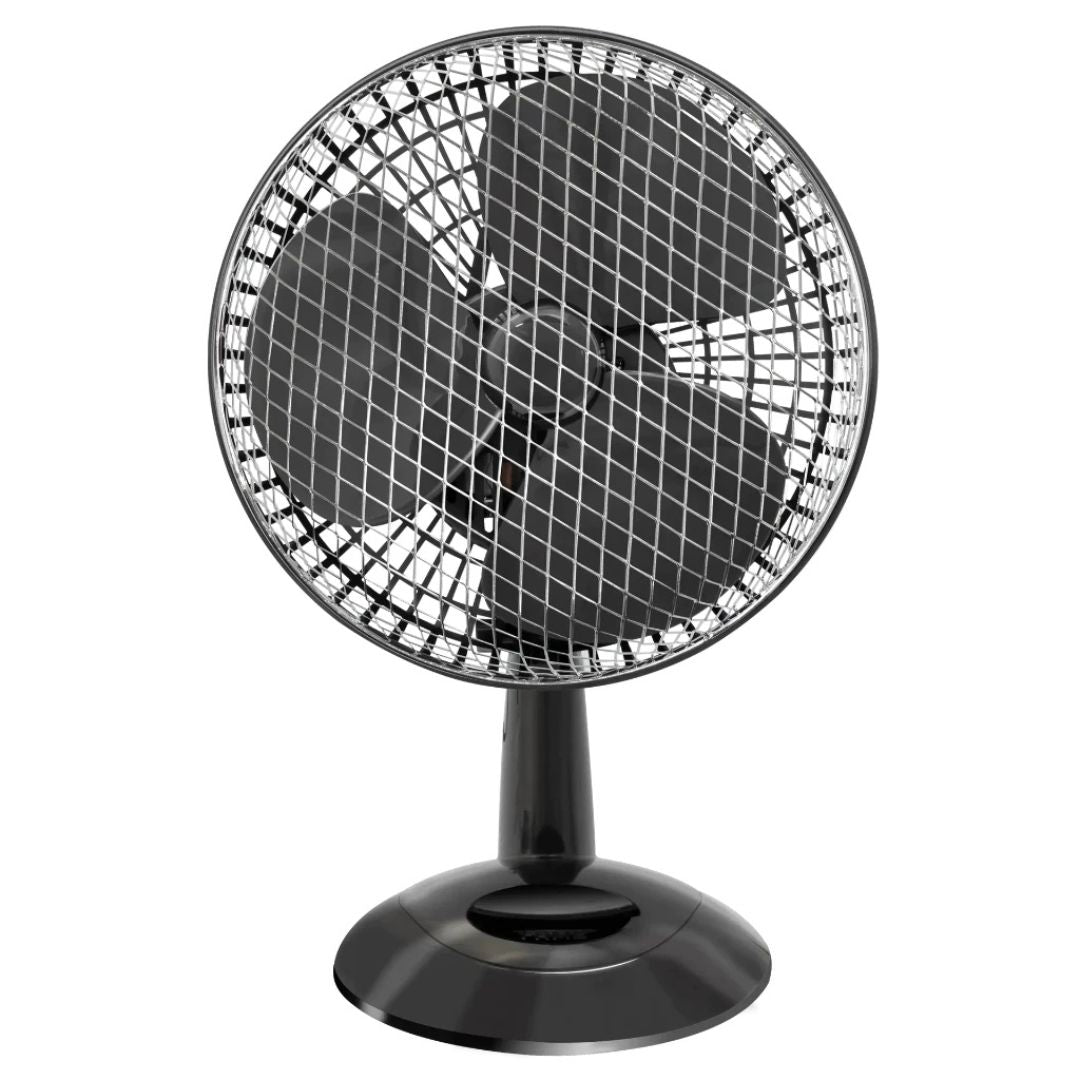Ventilador de mesa pequeno com 18 cm, ideal para ambientes compactos. Design funcional, controle de velocidade e baixo consumo de energia. Refresca com eficiência e silêncio.