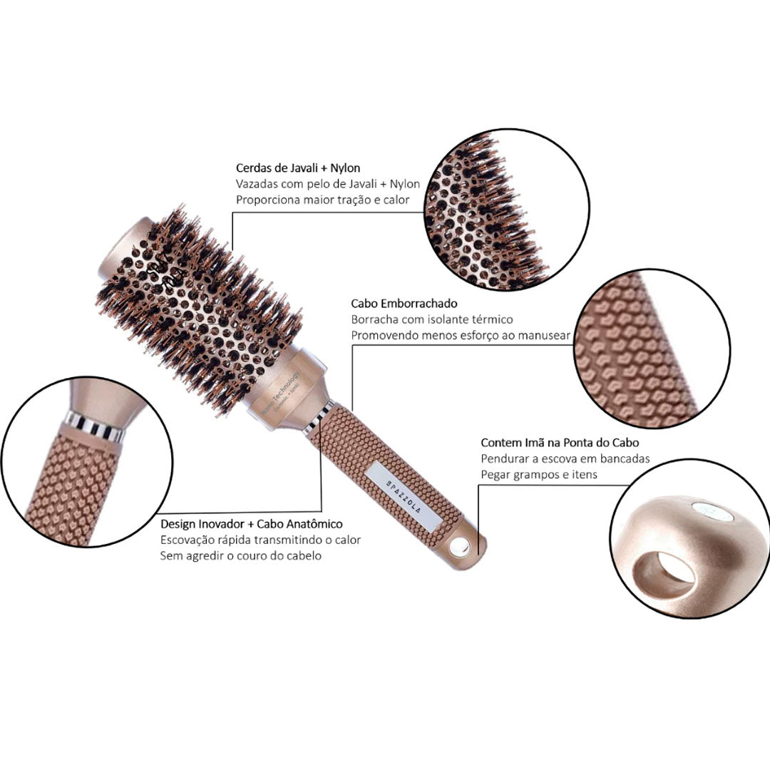Escova Profissional de Cabelo Térmica - Compre 1 Leve 3 + Brinde