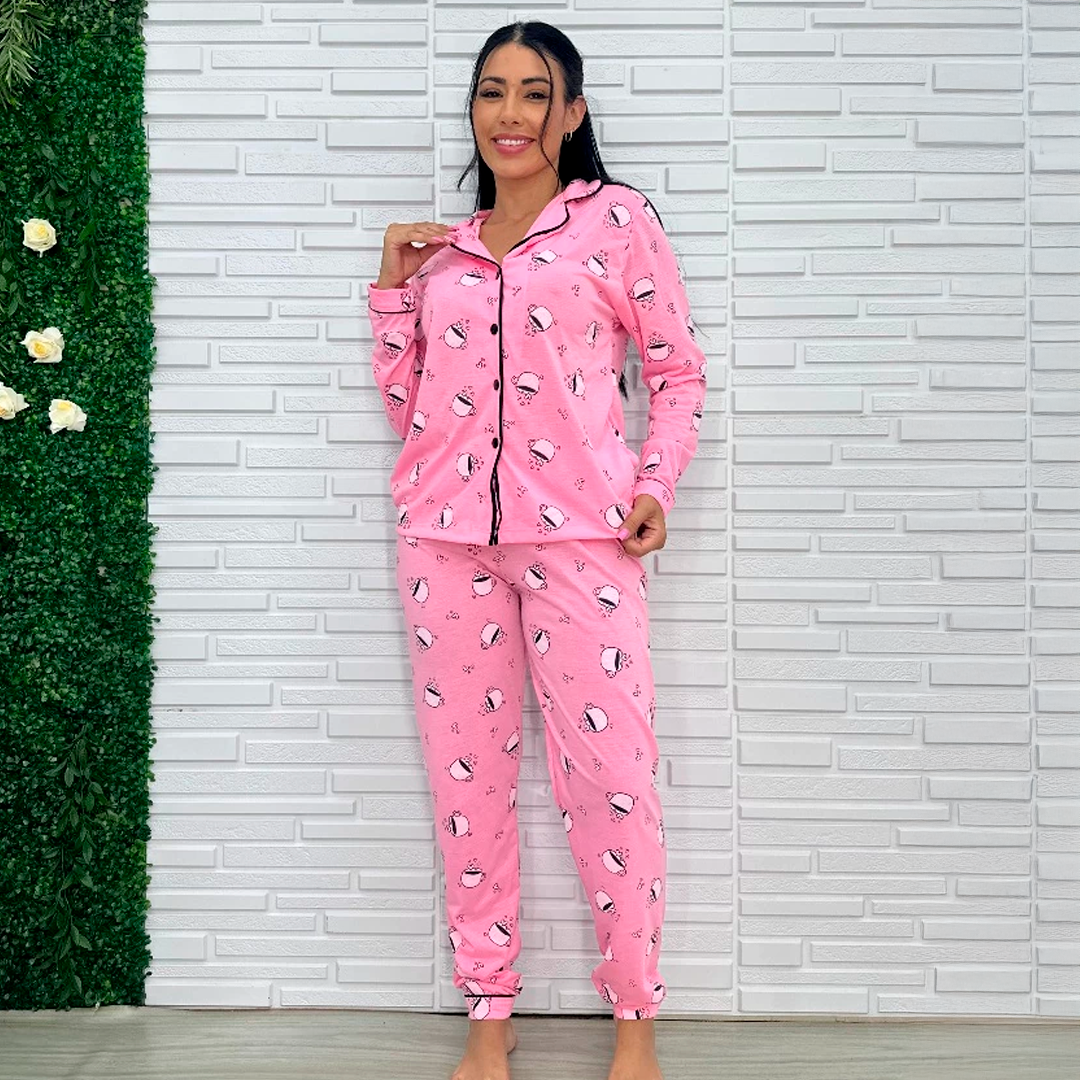 Pijama Feminino Inverno Manga Longa