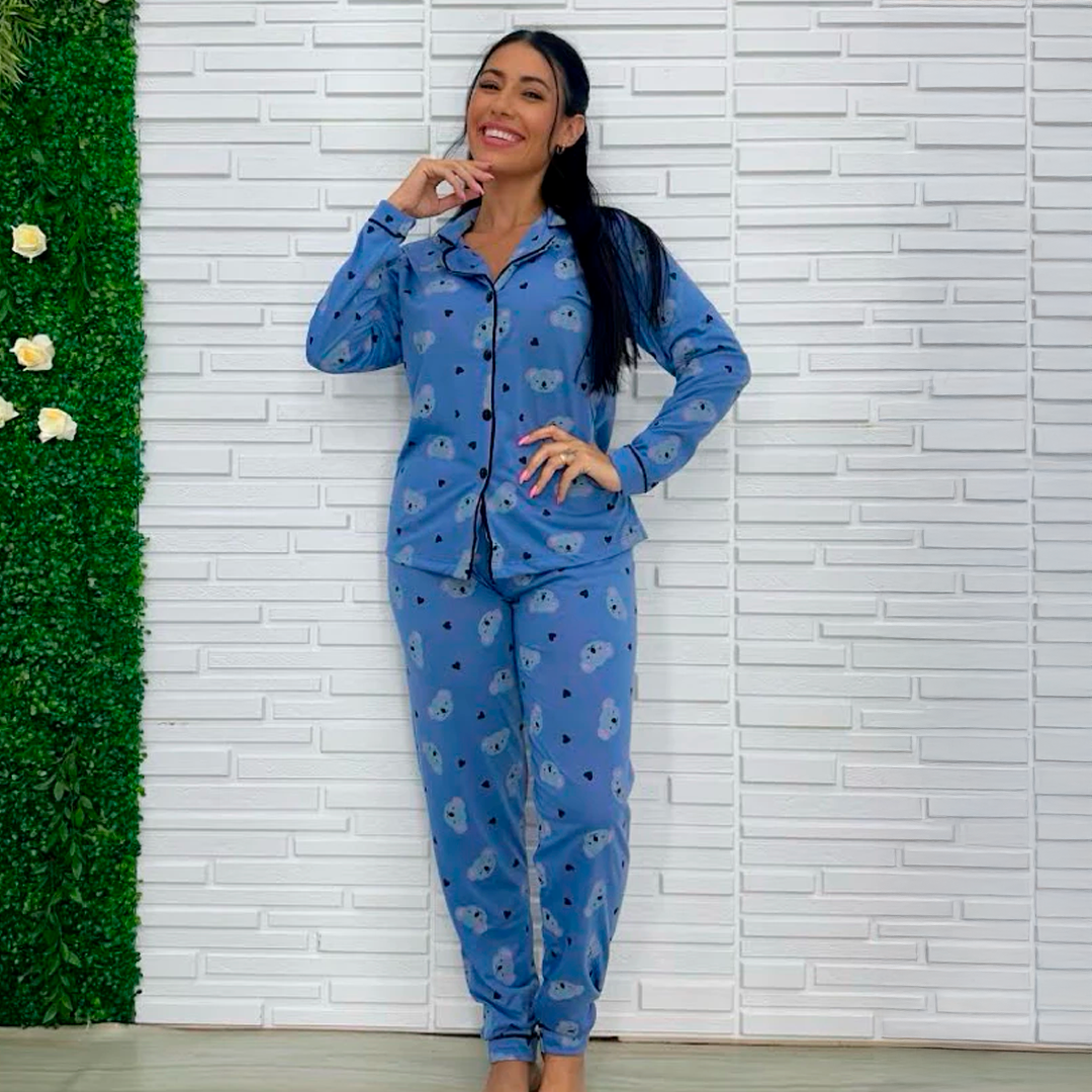 Pijama Feminino Inverno Manga Longa