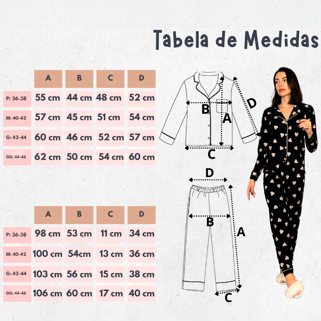 Kit de 2 pijamas femininos de inverno com camisa de manga longa, gola lapela e calça longa. Confeccionados em malha poliviscose leve, confortável e anti-pilling. Modelos com estampas variadas ideais para dormir ou relaxar em casa.