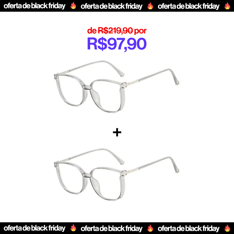 Óculos Feminino MultiFocal com Cristal e Grau Adaptável Compre 1 Leve 2 - Black Friday