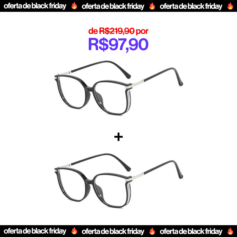 Óculos Feminino MultiFocal com Cristal e Grau Adaptável Compre 1 Leve 2 - Black Friday