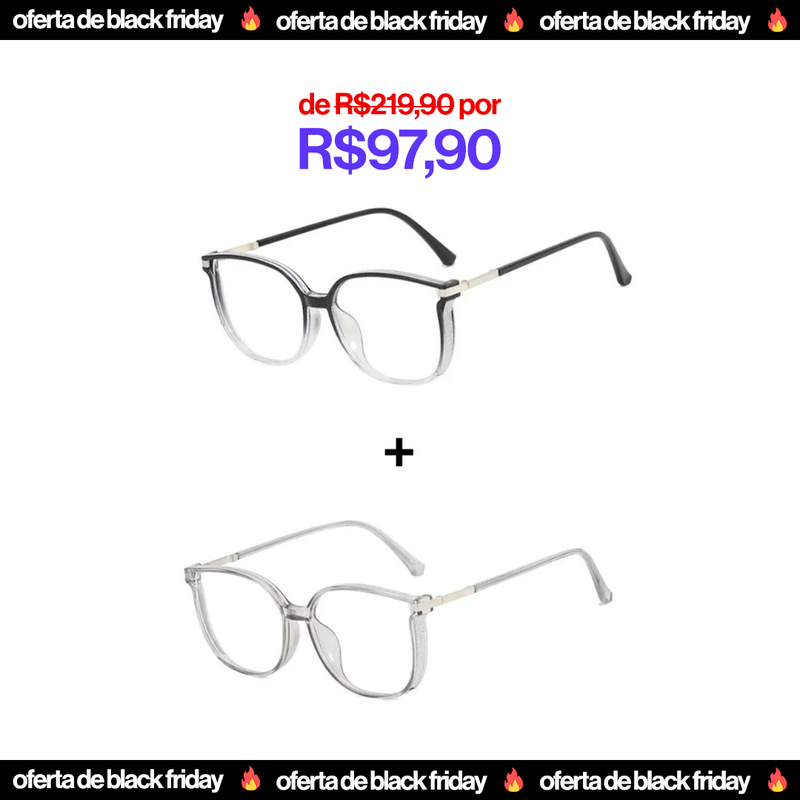 Óculos Feminino MultiFocal com Cristal e Grau Adaptável Compre 1 Leve 2 - Black Friday