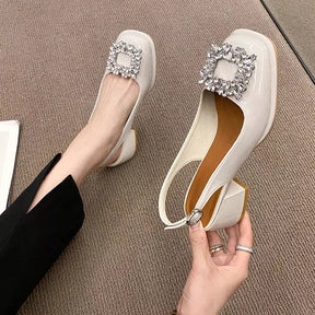 Sapato Casual Feminino Com Cristais Brilhantes