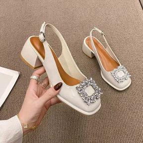 Sapato Casual Feminino Com Cristais Brilhantes