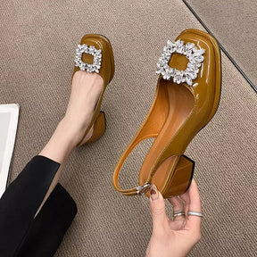 Sapato Casual Feminino Com Cristais Brilhantes
