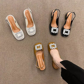 Sapato Casual Feminino Com Cristais Brilhantes
