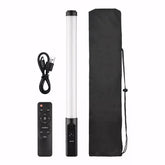 Luz LED portátil RGB de 50 cm com 5 modos de cor, controle remoto, cabo USB e bolsa de transporte. Ideal para fotos e vídeos criativos. Tripé compatível com rosca padrão 1/4 