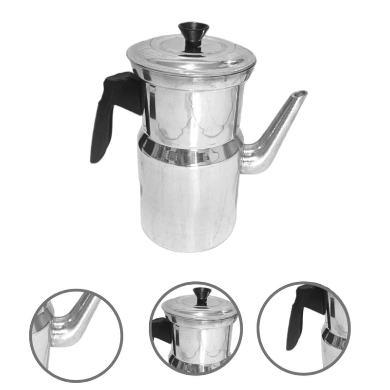 Cafeteira de alumínio com tampa, capacidade de 2 litros, bico longo para servir com precisão e alça ergonômica. Modelo tradicional, durável, leve e fácil de limpar. Ideal para uso diário com charme e praticidade.