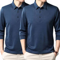 Camisa polo masculina manga longa com tecido leve, toque frio e acabamento refinado. Ideal para compor looks casuais ou formais, disponível em cores sóbrias como preto, azul, cinza e gelo.
