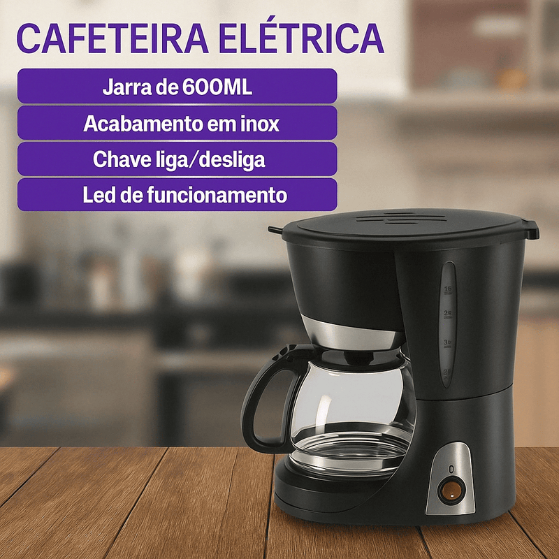 Cafeteira elétrica Agratto 15X com capacidade para 15 xícaras, filtro permanente, jarra de vidro e desligamento automático. Compacta, potente e perfeita para quem busca praticidade e sabor todos os dias.