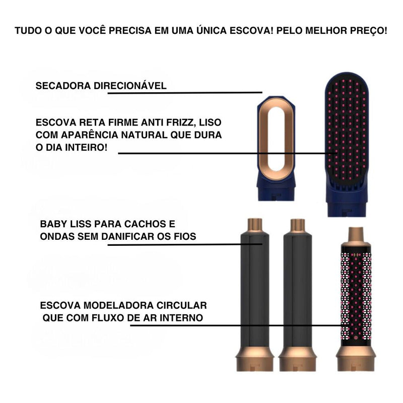 Escova Modeladora e Secadora 5 em 1 - Caixa de Brinde