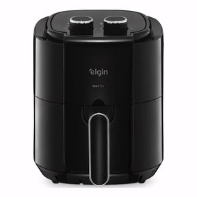 Fritadeira elétrica Elgin Start Fry 3,5L preta com cuba antiaderente. Ideal para preparar alimentos crocantes e saudáveis, com controle de temperatura e timer sonoro.