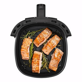Fritadeira elétrica Elgin Start Fry 3,5L preta com cuba antiaderente. Ideal para preparar alimentos crocantes e saudáveis, com controle de temperatura e timer sonoro.