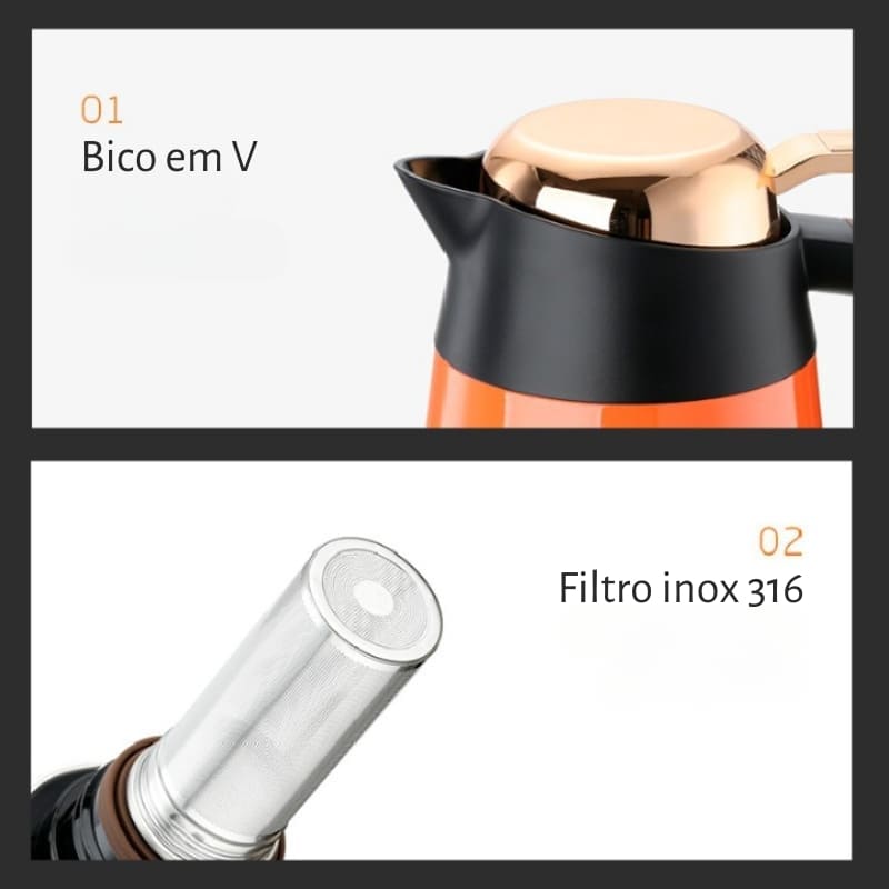 Garrafa Térmica Café Chá Inox 1.6L - Preço de Black Friday