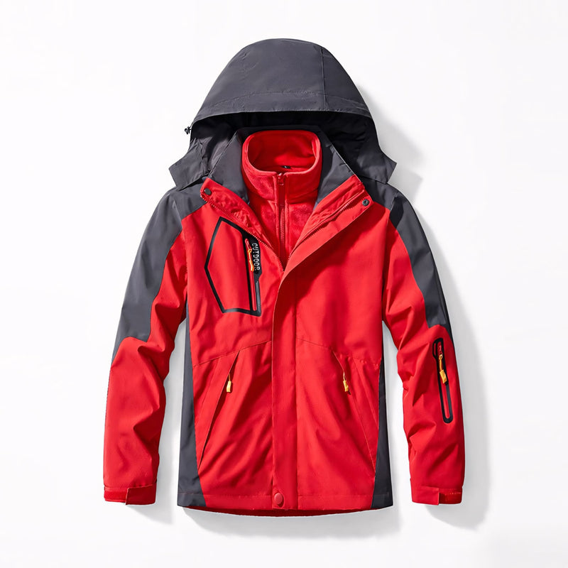 Jaqueta masculina forrada com capuz, bolsos com zíper e isolamento térmico para até -30°C. Ideal para neve, frio extremo e uso esportivo ou urbano com estilo e proteção.