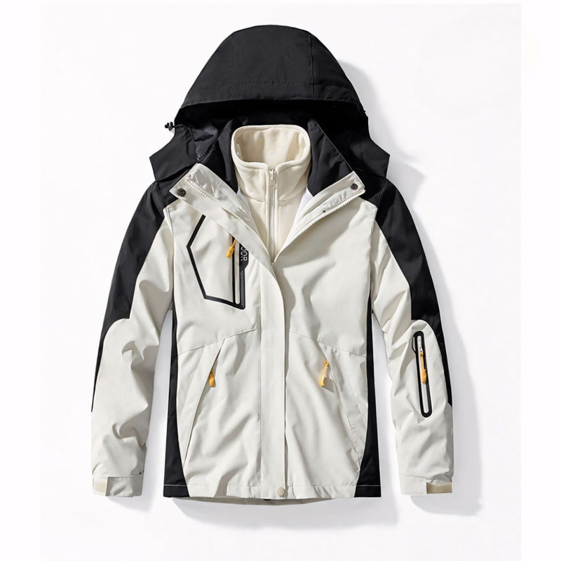 Jaqueta masculina forrada com capuz, bolsos com zíper e isolamento térmico para até -30°C. Ideal para neve, frio extremo e uso esportivo ou urbano com estilo e proteção.