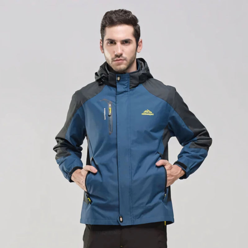 Jaqueta masculina forrada com capuz, bolsos com zíper e isolamento térmico para até -30°C. Ideal para neve, frio extremo e uso esportivo ou urbano com estilo e proteção.