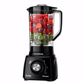Liquidificador Industrial Turbo 550W com 3 velocidades, copo resistente a quedas, filtro inox para sucos sem sementes e função autolimpeza. Ideal para uso diário na cozinha.