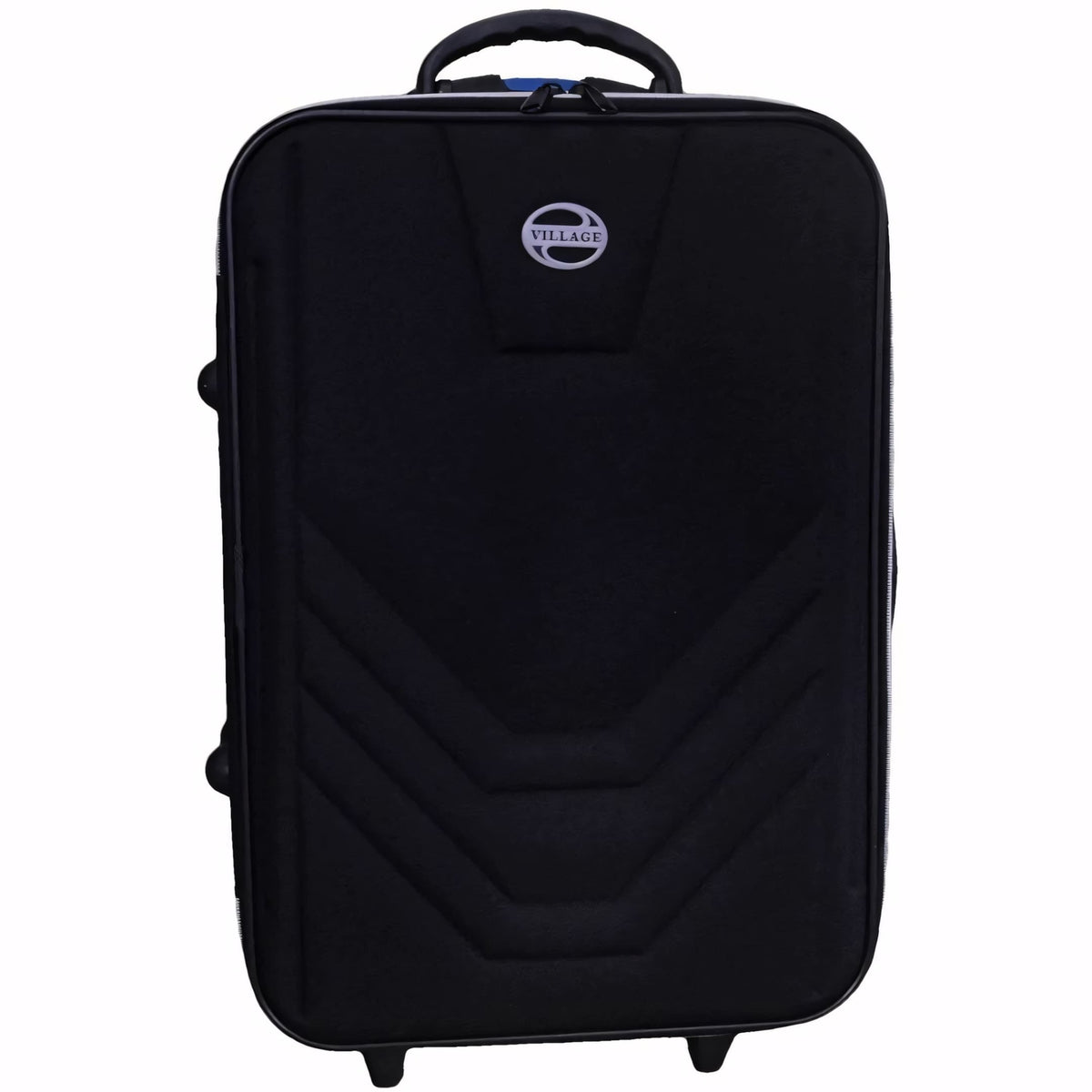 Mala de bordo preta da marca Village, com design moderno e estrutura em poliéster reforçado. Modelo tamanho P, com alça superior e rodinhas, ideal para voos com bagagem de mão de até 10kg.