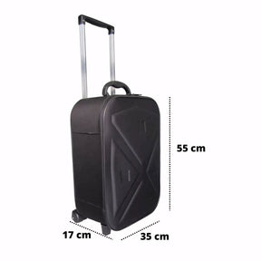 Mala de viagem pequena e rígida, ideal como mala de bordo 10kg. Com alça retrátil, rodinhas, interior forrado e medidas aprovadas pela ANAC. Perfeita para voos curtos.