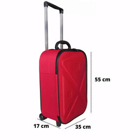 Mala de viagem pequena e rígida, ideal como mala de bordo 10kg. Com alça retrátil, rodinhas, interior forrado e medidas aprovadas pela ANAC. Perfeita para voos curtos.