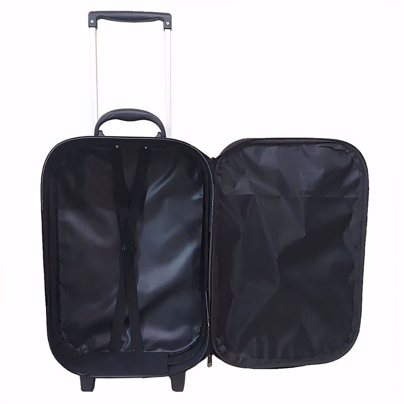 Mala de viagem pequena e rígida, ideal como mala de bordo 10kg. Com alça retrátil, rodinhas, interior forrado e medidas aprovadas pela ANAC. Perfeita para voos curtos.