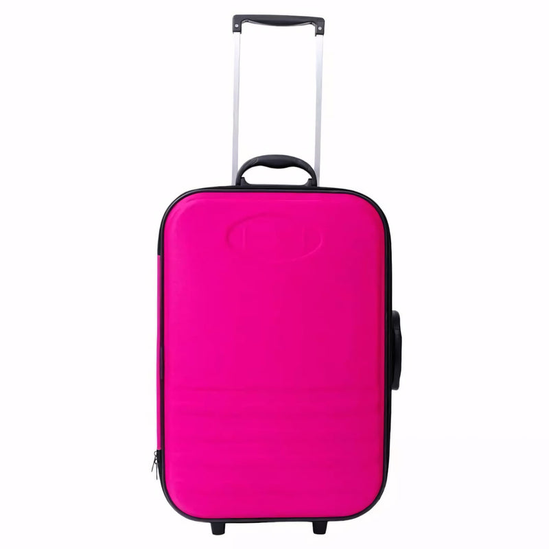 Mala de bordo preta com rodinhas e puxador de alumínio retrátil. Ideal para malas de viagem de até 10kg. Modelo compacto, resistente e leve com divisórias internas e alças reforçadas.