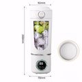 Mini liquidificador portátil roxo com display digital inteligente, ideal para smoothies e sucos. Equipado com 4 velocidades, 12 lâminas de aço e carregamento rápido via USB. Perfeito para uso diário e transporte fácil.