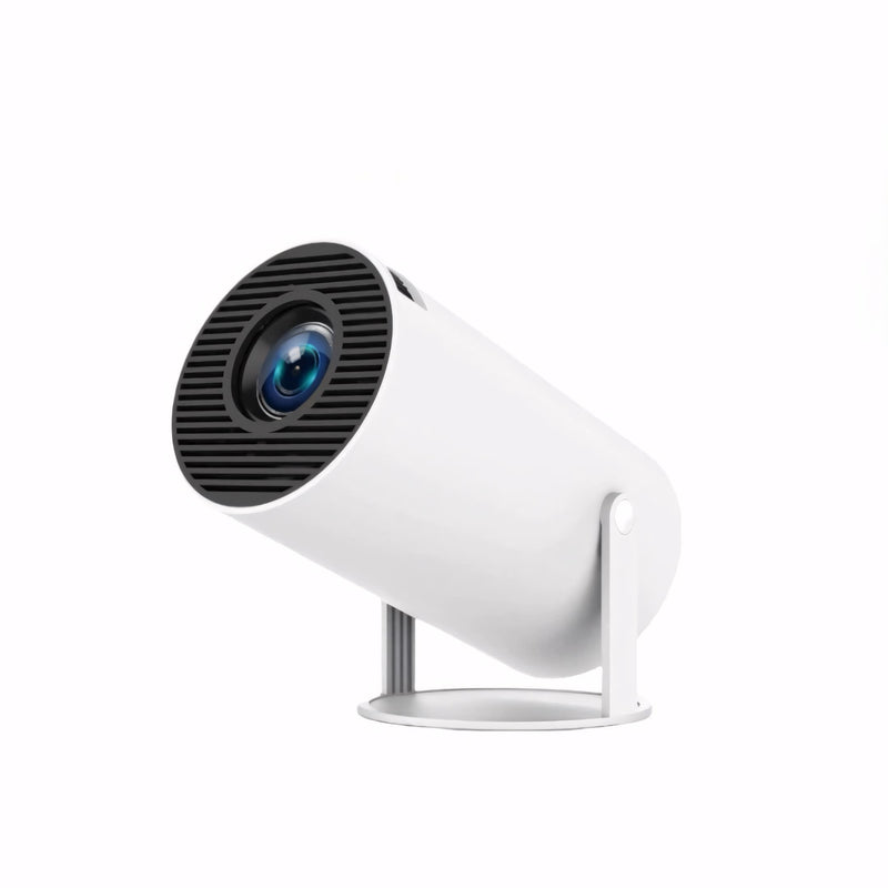 Projetor HY300 PRO com sistema Android, conexão sem fio, projeção ajustável e imagem em alta definição. Ideal para filmes, jogos e apresentações em qualquer ambiente.