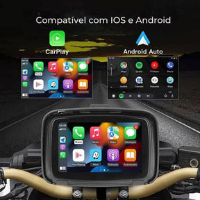 Multimídia com CarPlay para Moto Com Câmera de Ré e Frontal