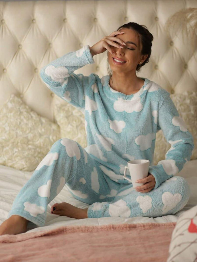Pijama Feminino Peludinho Corações