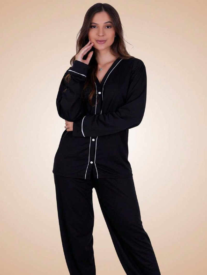 Pijama Americano Feminino de Inverno Manga Longa