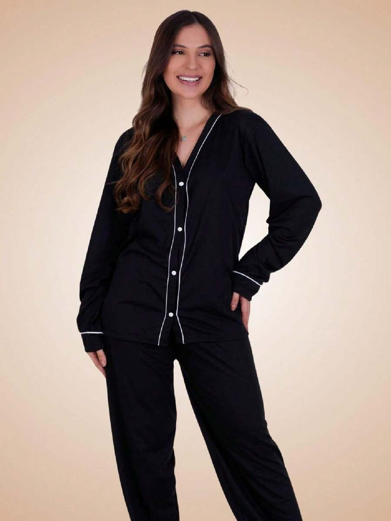 Pijama Americano Feminino de Inverno Manga Longa