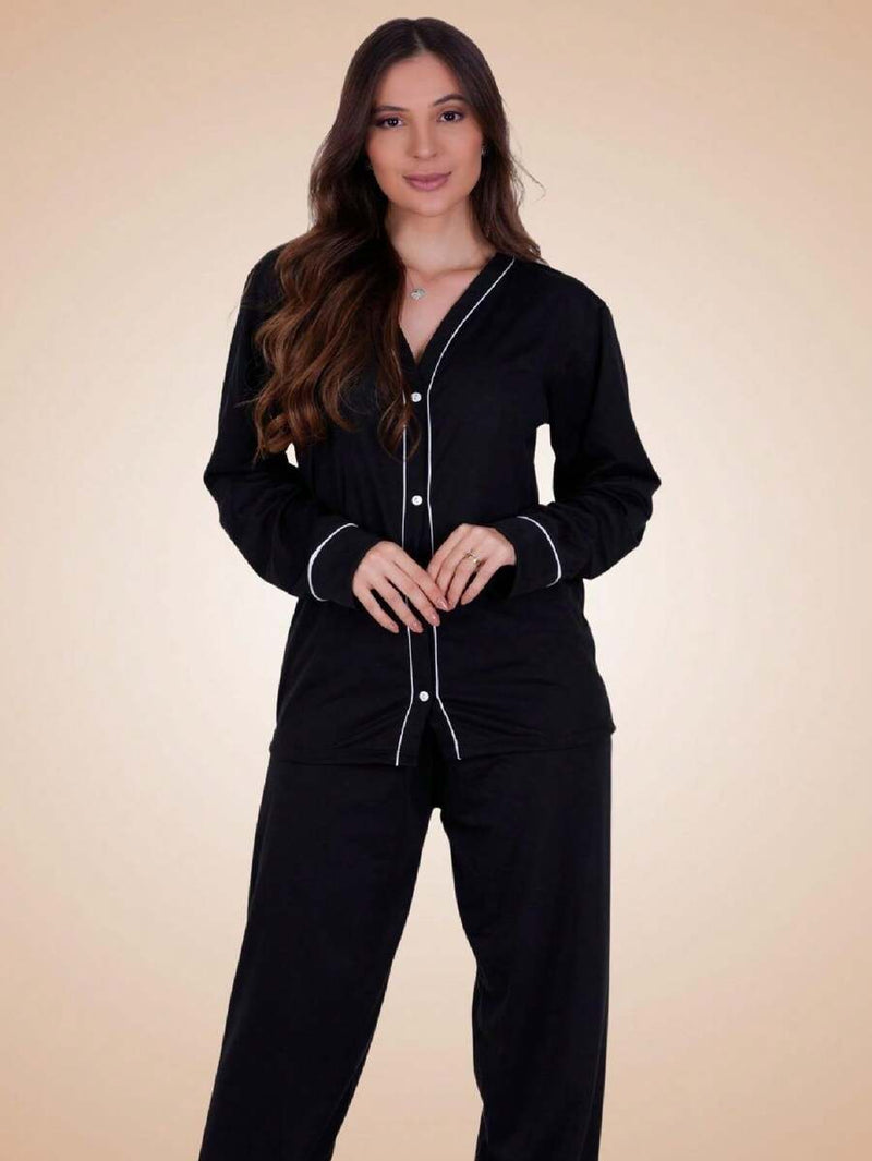 Pijama Americano Feminino de Inverno Manga Longa