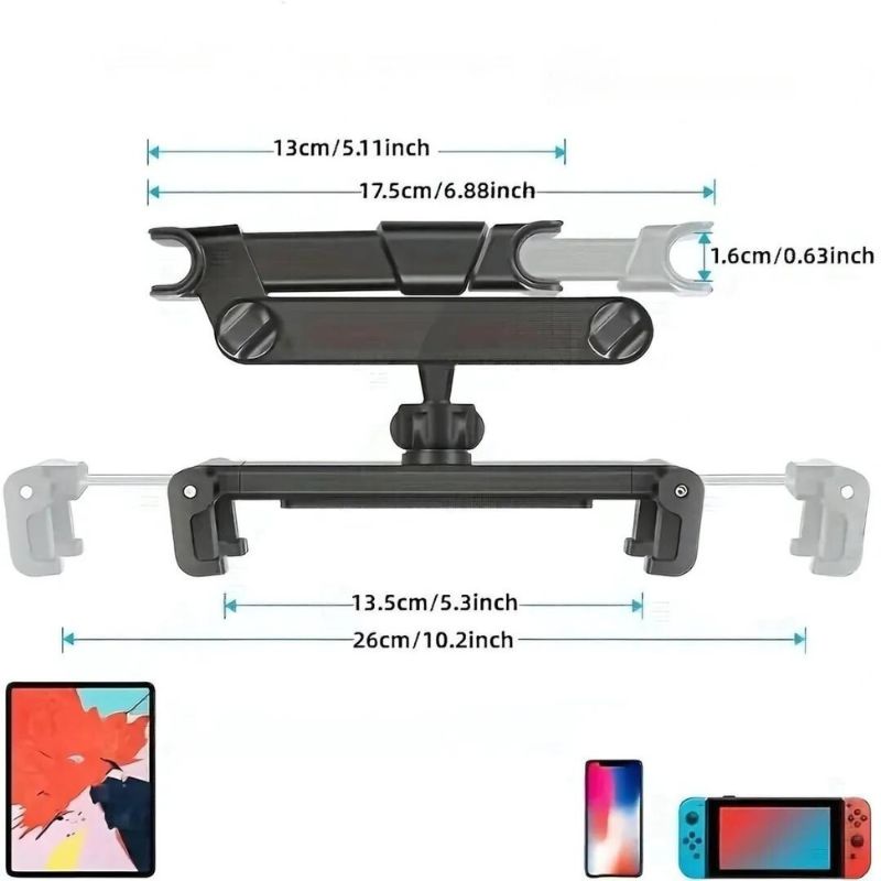 Porta Celular Rotativo para Encosto de Cabeça do Carro