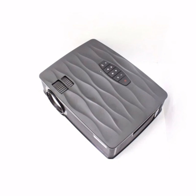 Projetor portátil com design compacto e elegante, projeção de até 120 polegadas, conexão USB, SD, HDMI, ideal para apresentações, aulas, filmes e reuniões empresariais.