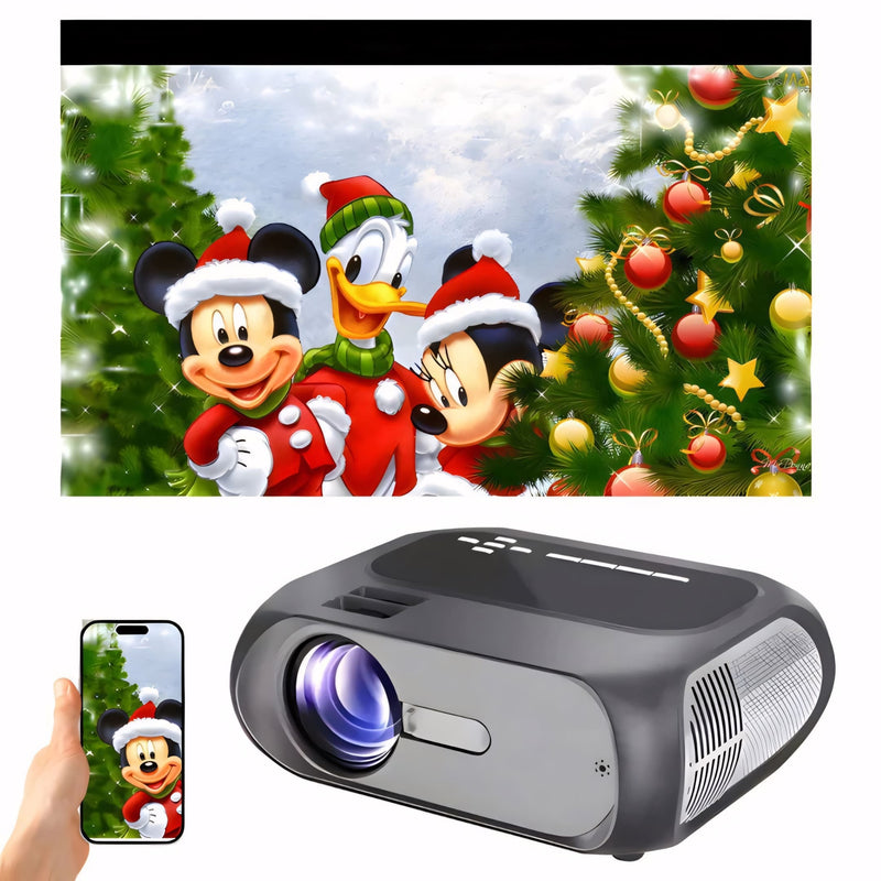 Projetor Datashow - HD Vision com design moderno, resolução Full HD 1080p, espelhamento via Wi-Fi, imagem de até 200 polegadas e brilho de 4000 lúmens. Ideal para ambientes claros, aulas, filmes e apresentações.