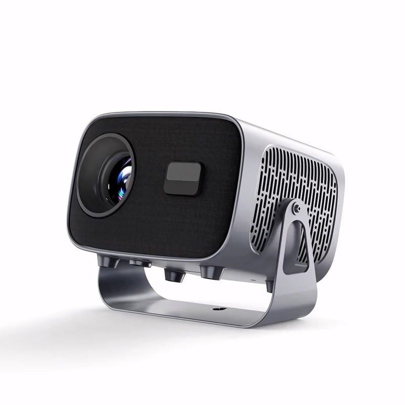 Projetor portátil com Android, Wi-Fi e HDMI. Compacto, moderno e ideal para transformar qualquer espaço em um cinema com imagem de alta definição e ampla conectividade.