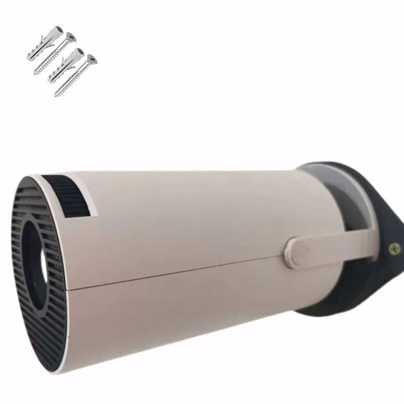 Suporte de parede preto para projetor Magcubic fixado em parede branca, com encaixe preciso e acabamento discreto. Ideal para manter o projetor firme e centralizado.