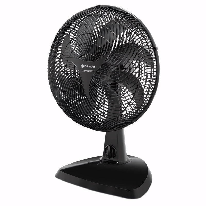 Ventilador silencioso com 8 pás, 150W, base firme e design 2 em 1 para mesa ou parede. Ideal para ambientes internos com ventilação potente e oscilação automática.
