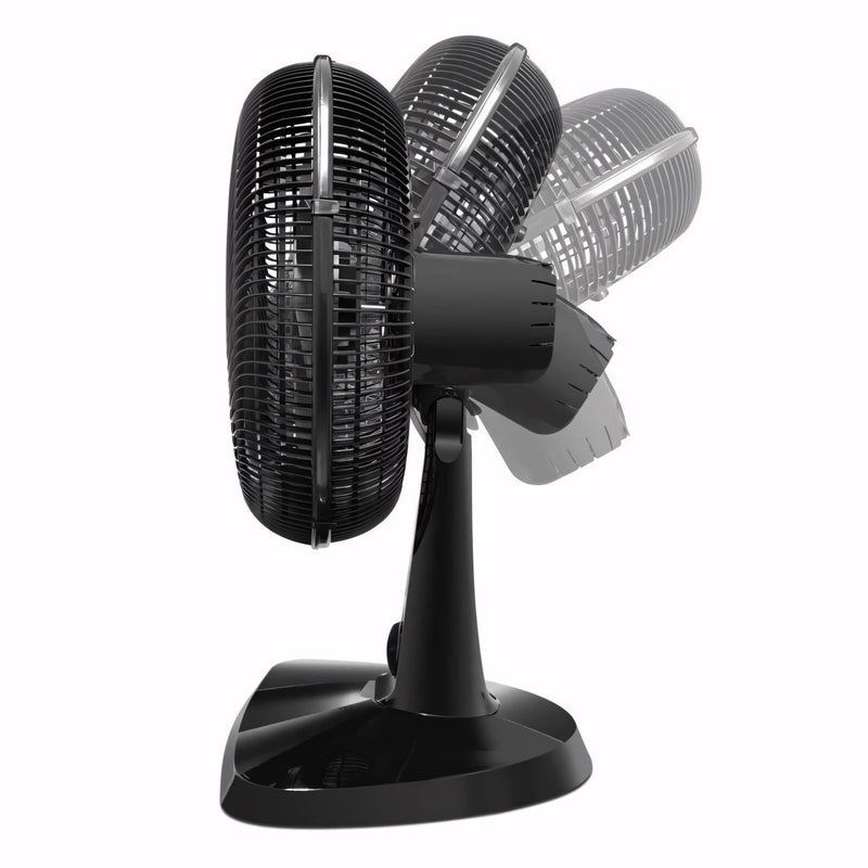 Ventilador silencioso com 8 pás, 150W, base firme e design 2 em 1 para mesa ou parede. Ideal para ambientes internos com ventilação potente e oscilação automática.