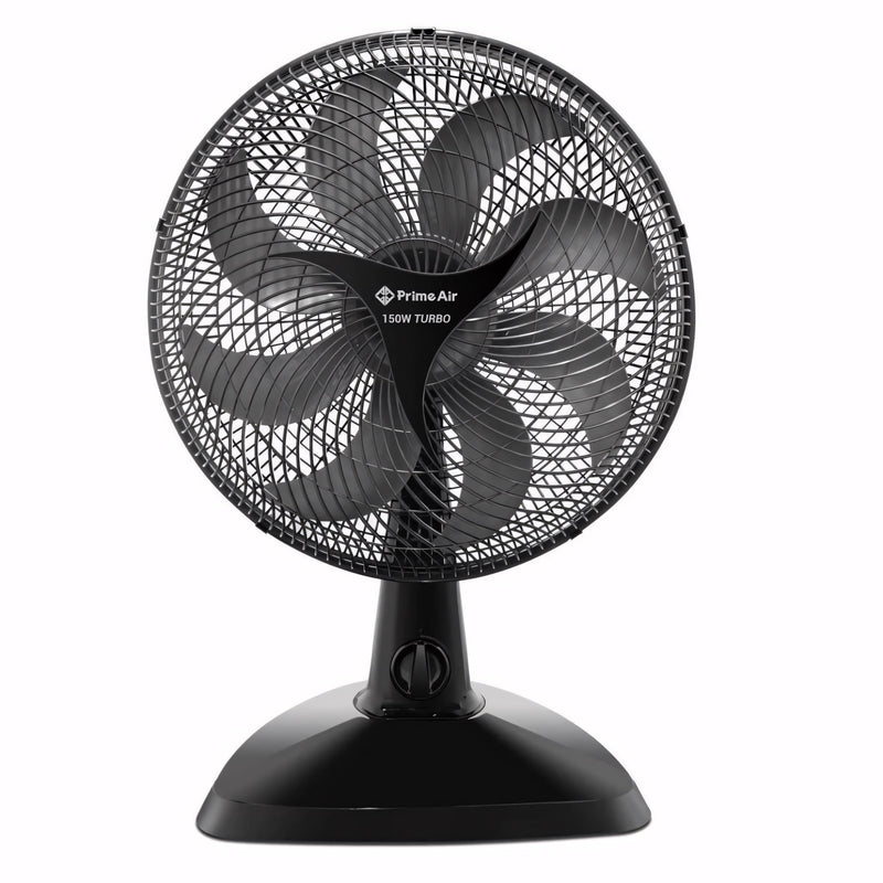 Ventilador silencioso com 8 pás, 150W, base firme e design 2 em 1 para mesa ou parede. Ideal para ambientes internos com ventilação potente e oscilação automática.