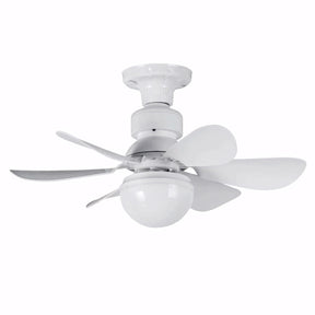 Ventilador para teto com luz LED integrada, 6 hélices, controle remoto e instalação fácil no soquete E27. Ideal para quartos e ambientes pequenos com estilo e praticidade.