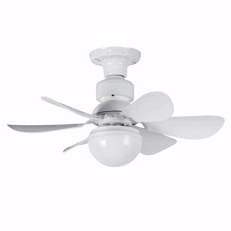 Ventilador para teto com luz LED integrada, 6 hélices, controle remoto e instalação fácil no soquete E27. Ideal para quartos e ambientes pequenos com estilo e praticidade.