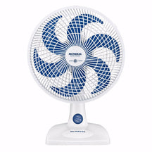 Ventilador de mesa Mondial com 6 pás, 30 cm de diâmetro, base estável e oscilação. Ideal para refrescar ambientes pequenos com eficiência e baixo nível de ruído.