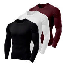 Camisa térmica masculina segunda pele com manga longa, tecido dry fit, proteção UV50 e acabamento antiodor. Kit com 3 unidades em cores sortidas, ideal para esporte, trabalho externo ou lazer.