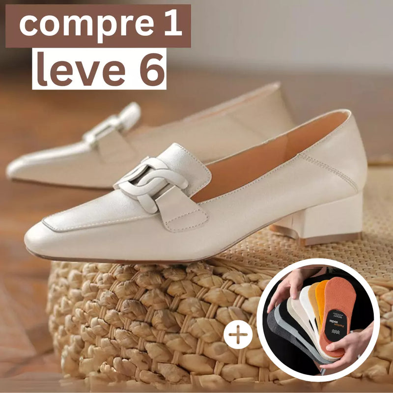 Sapato Feminino Premium + 5 Pares de Meias Invisíveis Anti-Odor [Compre 1 LEVE 6]